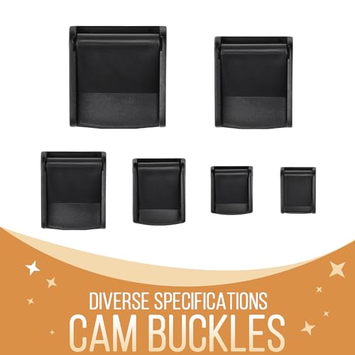 CooBigo 5pcs Webbing Cam Buckles Plastic Black Toggle Clip Backpack Straps - color: 2 Inch