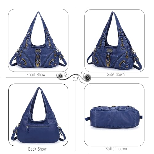 Angelkiss Hobo Purses and handbags for Women Satchel Handbag Women Purses Large Daily Shoulder Bags - color: 801blue