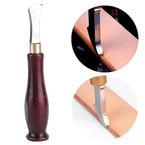 Leather Edge Creaser, 1mm & 2mm Leather Crease Burnisher Tool for Leather Craft, Edge Smoothing Polishing Finishing Tool for DIY Leatherworking, Stainless Steel & Wooden Handle