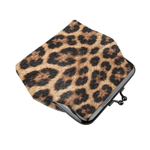 Kiss-lock Coin Purse for Women Change Purses Cute Small Coin Pouch Tiny Coin Wallet (Golden Leopard) - color: Golden Leopard