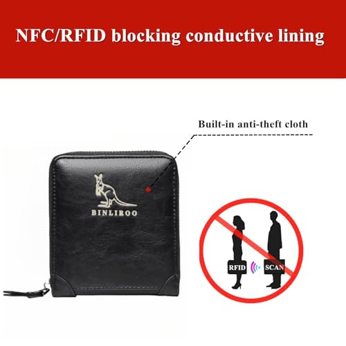 Leather Wallets for Men with RFID Blocking Multi Card Slot Separate ID Card window… (black2002) - color: black2002