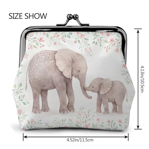 Kiss-lock Coin Purse for Women Change Purses Cute Small Coin Pouch Tiny Coin Wallet (Forest Elephant) - color: Forest Elephant