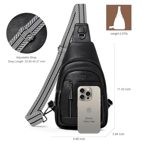 cakang Womens Sling Bag Crossbody Bags for Women Vegan Leather Sling Backpack Daypack Fanny Pack Crossbody Purse Travel - color: 2-black