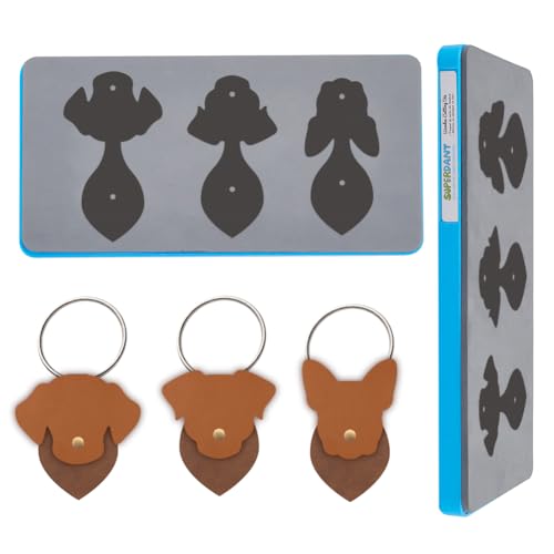 SUPERDANT 1 Pcs Wooden Leather Die Cutter 10x5 Inch Puppy Dog Keychain Die Mold Rectangle Cutting for Handmade Gift Tag Leathercraft Compatible with Machine - style: Puppy Keychain