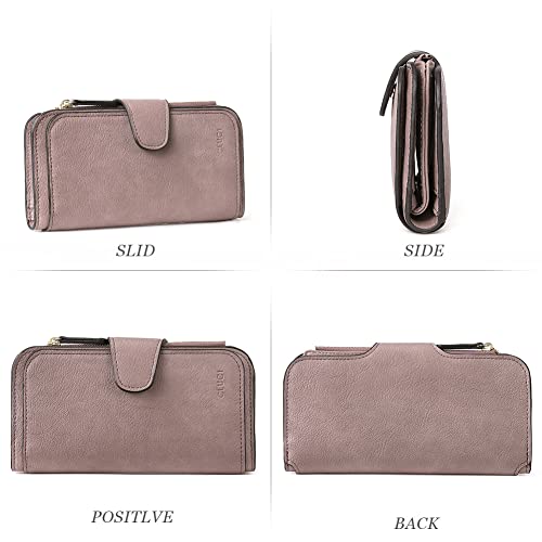 CLUCI RFID Wallet for Women Bifold Wallet with ID Window | Multiple Card Holder, Gifts for Women Birthday - color: 2 Two-toned Purple