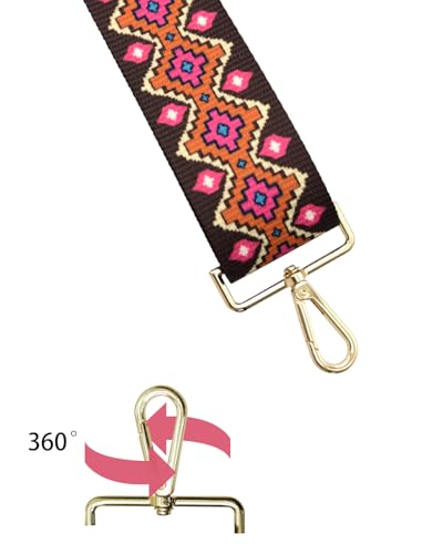 Embroidered Purse Straps Replacement Crossbody Wide Adjustable Bag Straps | Thick Purse Strap for Crossbody Bags,Extra Long Strap,Cross Body Straps for Handbags,Bag Straps for Tote Bags,Shoulder Straps - color: Rose Red