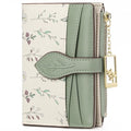 GAEKEAO Small Wallets for Women RFID Blocking Bifold Floral Vegan Leather Wallet Card Holder with Zipper Pocket ID Window - color: A01-Green