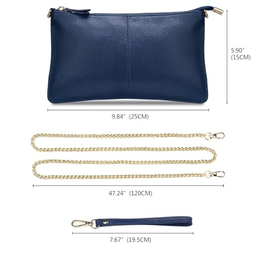 YALUXE Women's Genuine Leather Wristlet Handbags Purses Clutch Wallet Bag - color: Sapphire_