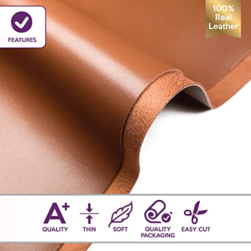 Real Argan Brown Leather Material: Genuine Natural Brown Lambskin Leather Sheet for Crafting, Sewing and Personalized Leather Projects (Argan Oil Brown, 18x24In/ 45x60cm) - color: Argan Oil Brown, size: 18x24In/ 45x60cm