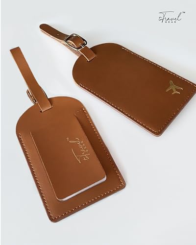 Luggage Tags for Suitcases, PU Leather Travel Tags for Luggage - color: Brown