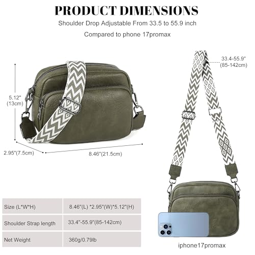 TANTOMI Small Crossbody Bag for Women, Vegan Leather Handbags Shoulder Bag for Travel, Cross Body Purse with Adjustable Strap - color: 2-dark Green