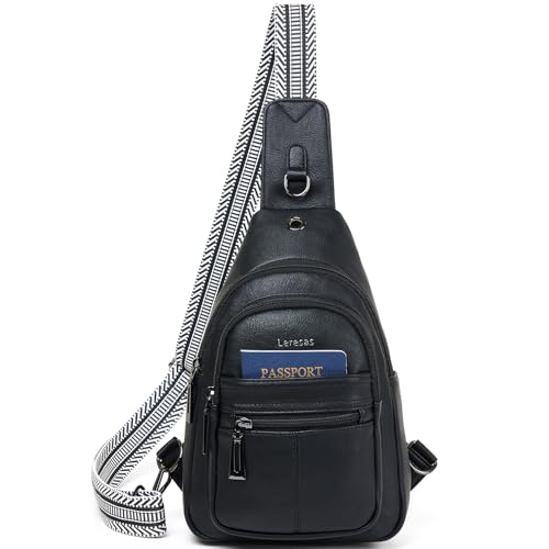 Leresas 7L Sling Bag for Women Vegan Leather Crossbody Purse Chest Bags Fashionable Trendy Fanny Pack with Travel, Black - color: 7l-m-black, size: 7L