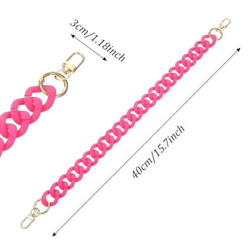 15.7inch Acrylic Purse Chains Replacement Handbag Strap Pink Chain Straps Fashionable Purse Chains Handles Shoulder Bag Straps Crossbody Extender Accessories for DIY Crafts