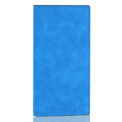 CASMONAL Checkbook Cover for Personal, Check Book Holder for Women & Men | PU Leather with Pen Holder, Transparent PVC Divider for Duplicate Checks - color: Greenery Blue