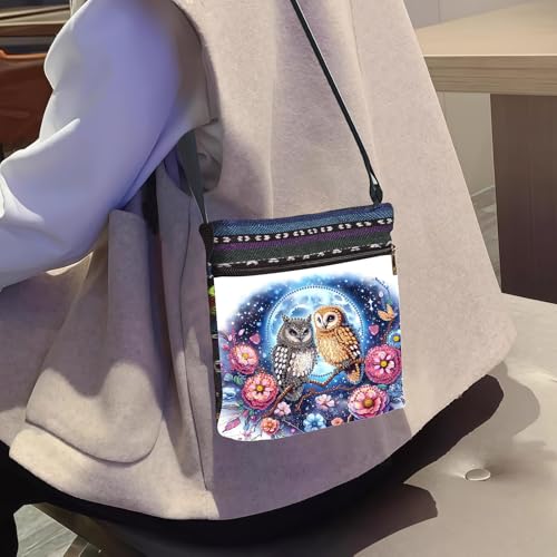 LSQFS 5D Diamond Art Crossbody Purse, DIY Diamond Art Kits for Adults Mosaic Handcraft Canvas Bag for Women, 8.5x8.7x0.39 Inch Lightweight Adjustable Shoulder Bag for Beach, Travel and Everyday - color: Red