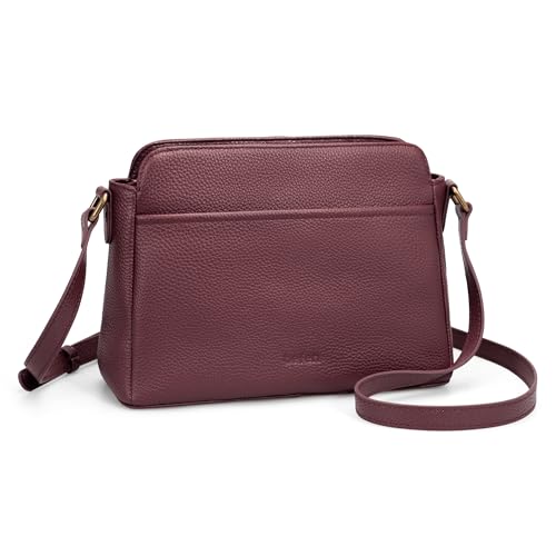 befen Anti-theft Crossbody Bag for Women Genuine Leather, Small Cross Body Shoulder Handbags with RFID Card Slots - color: Burgundy Red