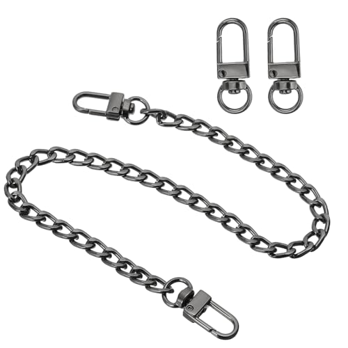 uxcell 15.7" Flat Purse Chain Strap, Black Shoulder Straps Chains Metal Handbag Replacement Belt with 2 Pcs Metal Lobster Swivel Trigger Clips Style1 for Cross Body Wallet Bag - color: Black, size: 15.7"