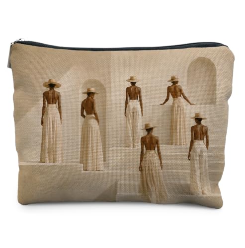 Modern Abstract Black Women Makeup Bag for Women | Black Woman Gifts,African American Woman Cosmetic Toiletry Bag Zipper Pouch - color: African American Woman