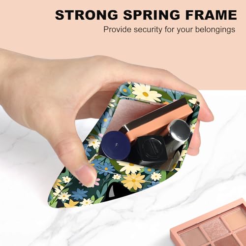 2Pcs PU Leather Small Squeeze Coin Purse Pouch Mini coin Bag Unique And Cute Wallet Cosmetic Bags Change Bag For Women Girls Men （Flowers and Black Cats - color: Flowers and Black Cats