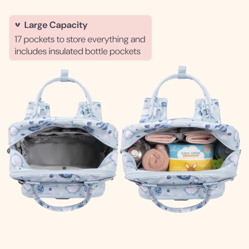 BabbleRoo Diaper Bag Backpack - Baby Essentials Travel Tote - Multi Function Water Resistant Diaper Bag, Travel Essentials Baby Bag with Changing Pad, Stroller Straps & Pacifier Case - Unisex, Cosmic - color: Cosmic, size: Large