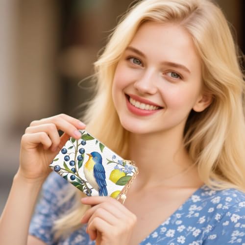 Bird Keychain Coin Purse for Women, Small Change Pouch Key Chain | Zipper Purse, Little Tiny Zip Pocket, PU Leather, Travel Wallet for Girls, Cute Coin Holder, Key Ring, Ladies Women Gifts - color: Hummingbird