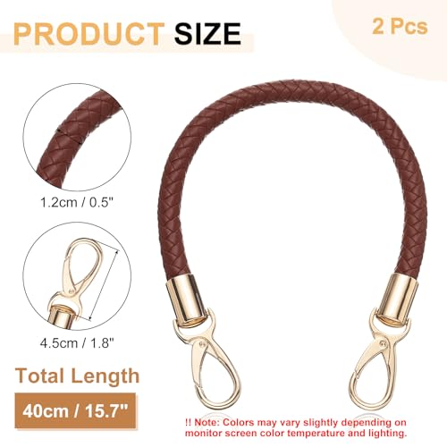 uxcell 2 Pcs Leather Purse Strap, 15.7 Inch PU Leather Braided Purse Replacement Shoulder Strap for Handbags with Buckle for DIY Handbag Purse Making, Brown - color: Brown