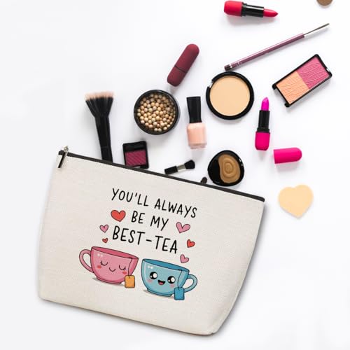 Bestie Makeup Bag Travel Essentials Organizer Cosmetic Bags for Women | Cute Best Tea Portable Pouch Purse Roomy Travel Makeup Toiletries Accessories, Gifts for Women Bestie - color: Multicolor 1436