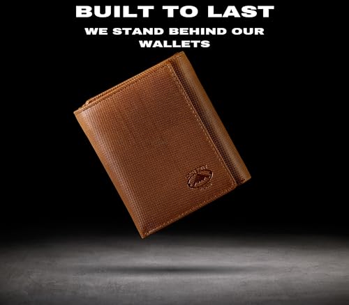 Stealth Mode Leather Trifold RFID Wallet For Men With Flip Out ID Holder - color: Brown Crunch