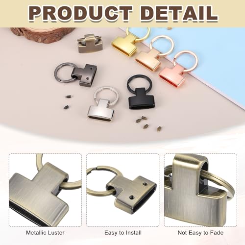 PATIKIL 5 Sets Key Fob Hardware with Split Ring, 1 Inch Key Hardware Set with 2 Screws for Car Keychain Wristlet Lanyard Leathercraft, Bronze Tone - color: Bronze Tone