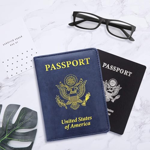 Passport Holder for Travel, US Passport Cover and Card Slot Combo - color: Blue