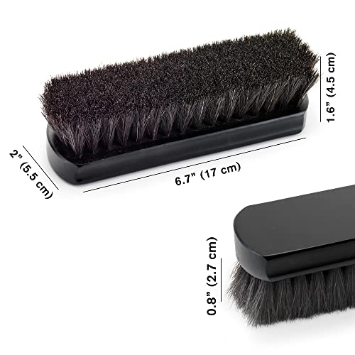 Premium Horsehair Shoe Polish Brush – Handcrafted Beechwood Shoe Brush for Shine and Buffing – Luxurious Shoe Shine Brush with Soft Horsehair Bristles (Black) - color: Premium Black