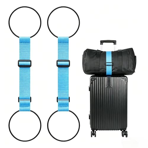 Adjustable Luggage Connector Straps for Suitcase 2-Pack (Blue) | Add A Bag, Connect 2 Suitcases, Hang Coat/Scarf, Elastic Bungee Belt, Secure Carry-on Travel Essentials, Lightweight 36g - color: Blue, size: 2 Pack
