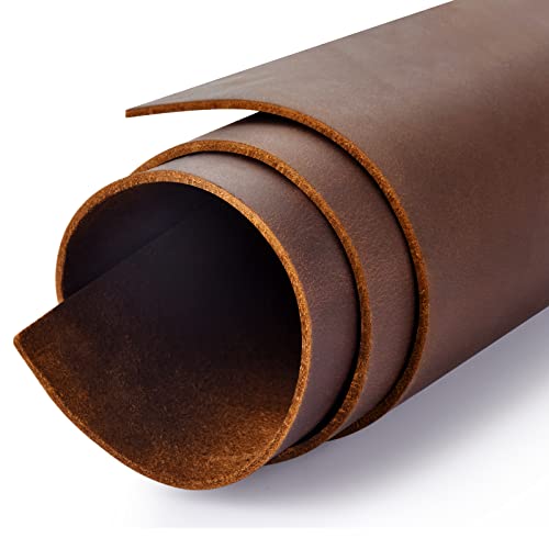 Genuine Leather Tooling Sheets 1.8-2.0MM Thick Genuine Top Full Grain Oil Tan Crazy Horse Cowhide Leather Sheets for Crafts Tooling Sewing Wallet Earring Hobby (Dark Brown, 8"x12") - color: Dark Brown, size: 8"x12"