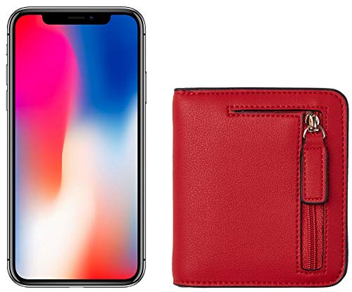 Toughergun Women’s Small Slim Leather Wallet with RFID Protection, Compact Bifold Mini Purse with Clear ID Window - color: 10 ReNapa Red Classic