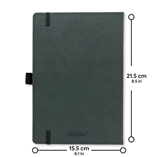 Dingbats* Wildlife Plain Writing Journal Notebook A5 - Vegan Leather Hardcover - Ideal for Work, Travel - Pocket, Elastic Closure, & Bookmark - color: Green Deer, style: Minimalist