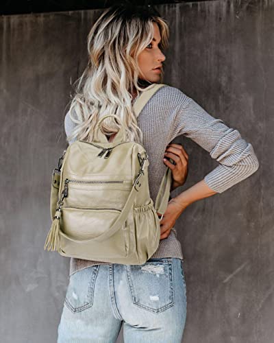 Uromee Travel Backpack Purse Women Vegan Leather Tassel Shoulder Bag - color: 0243 White