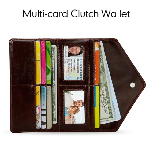 Ultra Slim Thin Leather RFID Blocking Credit Card Holder, Envelope Style Wallet for Women, Chocolate - color: Chocolate
