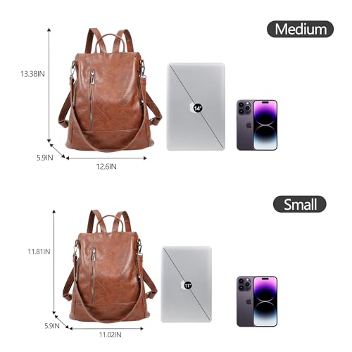 Small Women Backpack Purse PU Leather Anti-theft Casual Shoulder Bag Fashion Ladies Satchel Bags - color: Tortoiseshell Brown, size: Small