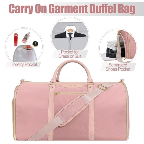 Convertible Garment Bag with Shoulder Strap, Carry on Garment Duffel Bag for Men Women,Waterproof & Wrinkle-Free Suit Carrier for Business Trips & Weekend Getaways, Foldable & Lightweight - color: Q.Pink