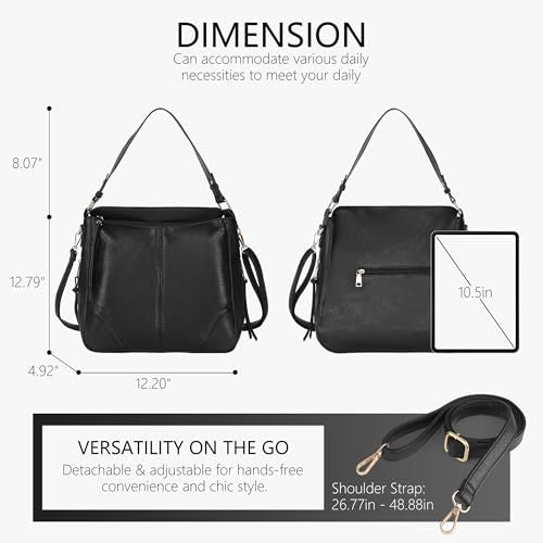 TANTOMI Tote Purse for Women Large Shoulder Bag for Work Travel Purse and Handbags Weekender Bag with Zipper - color: Black-