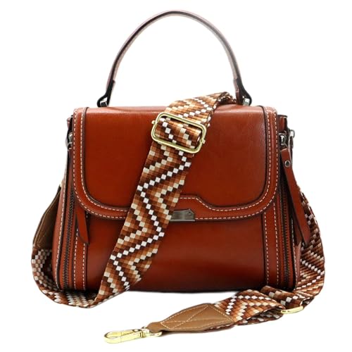 Adjustable Purse Strap with Brown Leather End - 1.5" Wide Handbags, Camera, Guitar, Phone & Crossbody Bag Replacement Shoulder Straps(Gold Hardware) - color: Brown Strap-Gold hook-T510