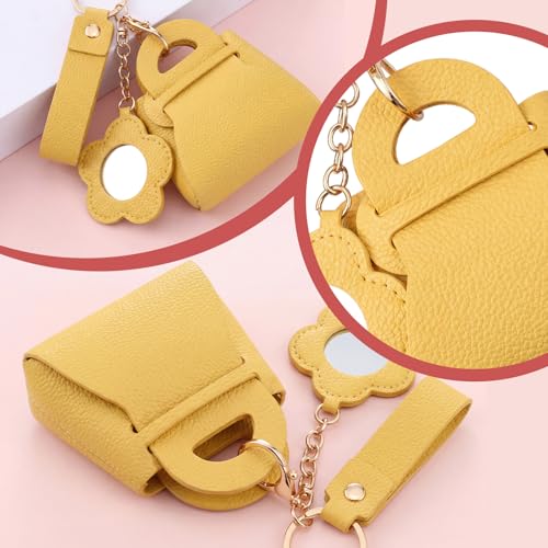 Liliaafar 4 Pcs Mini Backpack Keychain Mini Coin Purses for Women Cute PU Leather Makeup Bag with Keychain, Multi Pocket Card Holder Cable Organizer Giftable Zipper Pouch (Cute Mirror) - style: Cute Mirror