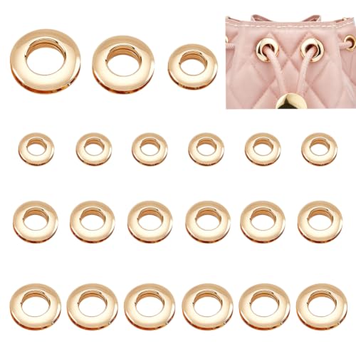 WADORN 18Pcs 3 Sizes Metal Screw-in Together Eyelets Grommets - color: Gold