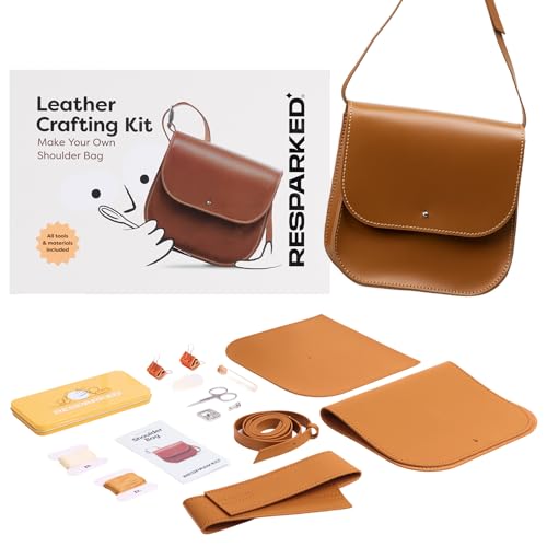 Resparked Leather Medium Tote Bag – Women’s Handbags, Shoulder Bag, Crossbody Purse, Black & Brown Leather Tote Purse for Work, Travel, DIY Crafting Kit Gift Bag - color: Brown