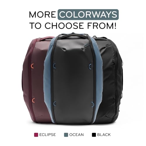 Peak Design Travel Duffelpack 45-65L, Ocean, Weatherproof Duffel Backpack, Expandable Design, Extra-Long Zip Path, Stowable Straps, Fits Packing Cubes and Camera Cubes, Versatile Duffel Bag for Travel - color: Ocean