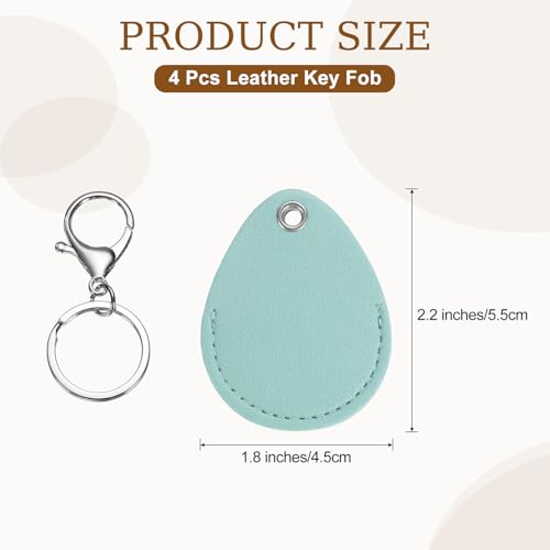 uxcell 4pcs Leather Key Fob, PU Leather Car Keychain Blanks Key Holder with Key Rings for Key ID Cards DIY Laser Engraving - color: Light Blue