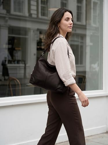 YALUXE Women's Real Leather Shoulder Bags Hobo Handbags Purse Crossbody Bag - color: Coffee