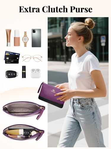 MATEIN Lunch Tote Bag, 15.6Inch Laptop Briefcase with Insulated Compartment | PU Leather Professional Computer Work Handbag with Purse, Large Capacity Office Tote for Nurse Teacher, Women Gifts, 2 Sets - color: Purple