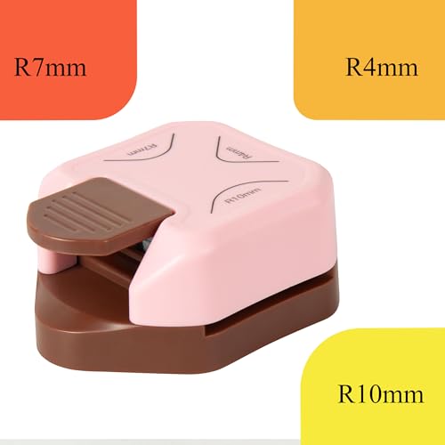 QIQQIKIN Corner Rounder Punch Pink,Paper Punches for Crafting,Cardstock,Edge Cutter,Scrapbook,Card Making Supplies,Journaling Accessories, Photos Cards Scrapbooking - color: Pink Brown R4+R7+R10