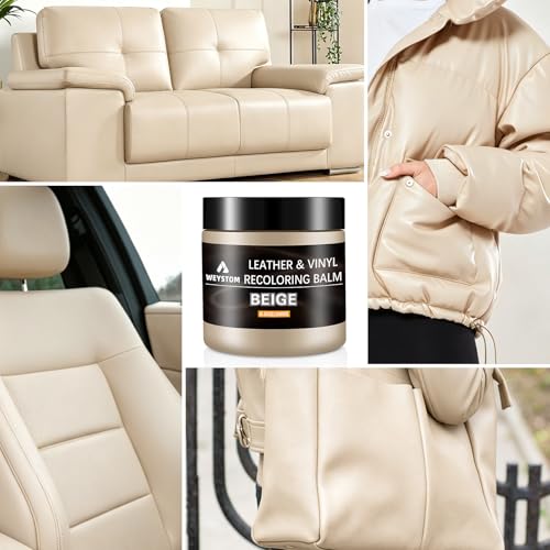Leather Recoloring Balm, Color Restorer Conditioner, Leather Dye for Furniture, Couch Paint and Repair, Scratch Remover, Leather Color for Couches, Leather Repair Kits - color: Beige